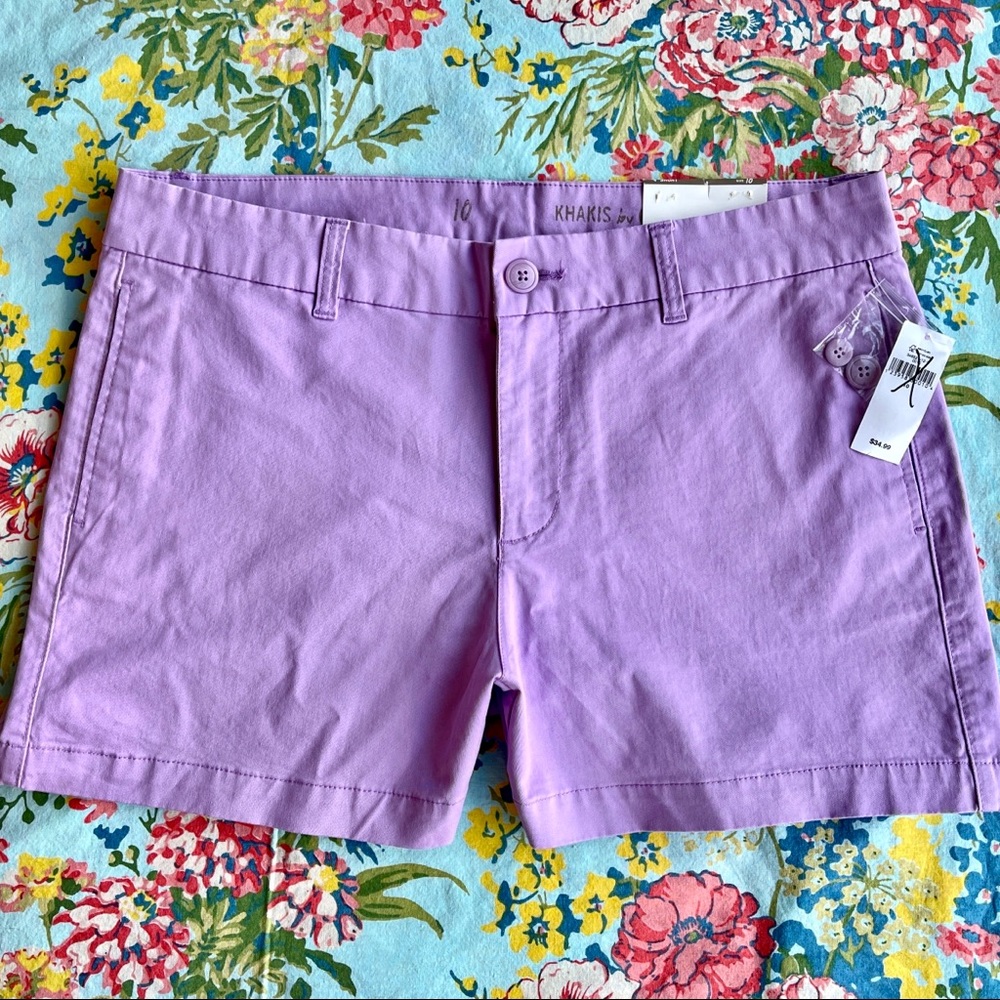 NWT Gap Stretch Khaki Shorts, Lavender, Size 10, 4in Inseam